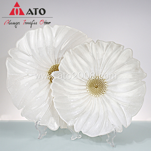 ATO White Flower Plate Vintage Glass Plate